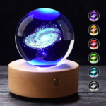 3D Crystal Ball Galaxy Night Light with LED Base - Image 2