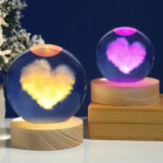 3D Crystal Ball Cloud Love Shape Night Light with LED Base - Image 2