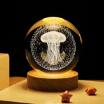 3D Crystal Ball Jellyfish Night Light with LED Base