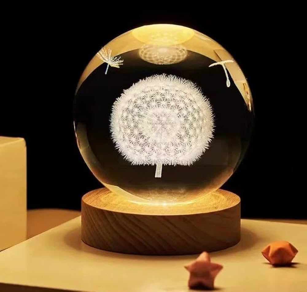 image_2026-05-13_214750521 3D Crystal Ball Dandelion Night Light with LED Base - Image 1