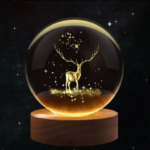 3D Crystal Ball Deer Night Light with LED Base